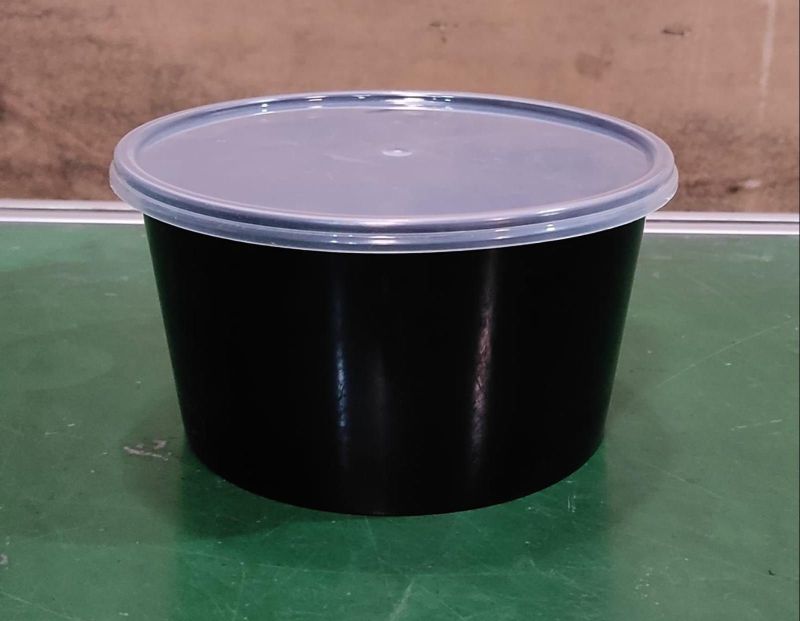 1000ml Black Plastic Round Food Container