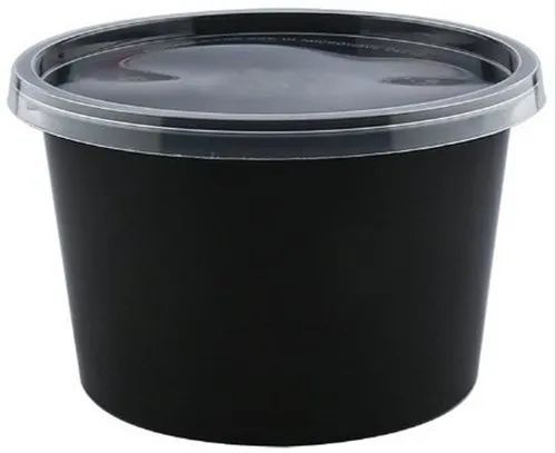 Plain 400ml Plastic Black Food Container