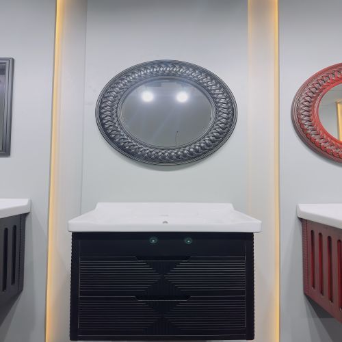 Printed Black Wall Mounted Bathroom Vanity Modern