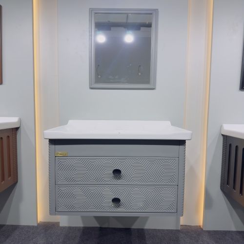 Printed Grey Wall Mounted Bathroom Vanity Modern for Home, Hotel