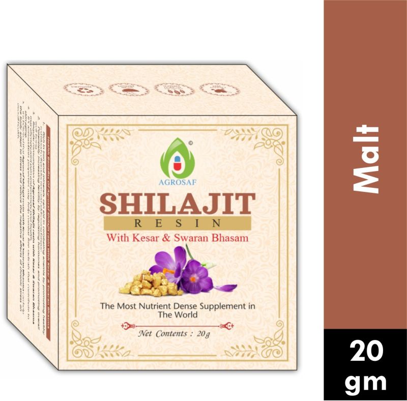 Agrosaf Shilajit Resin WITH Kesar & Swaran Bhasam