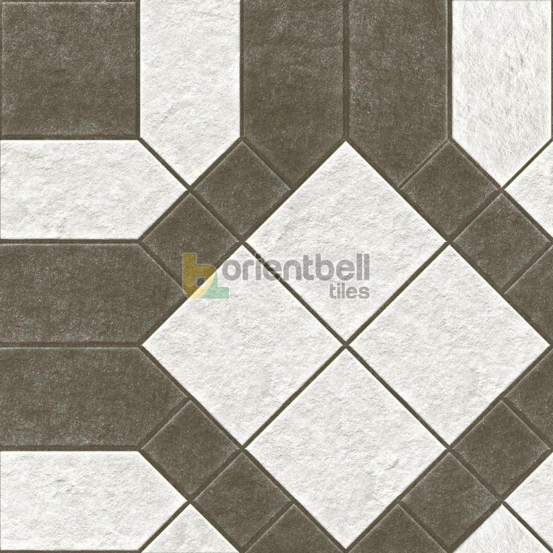400X400mm BDP Geometric Charcoal Grey Floor Tile