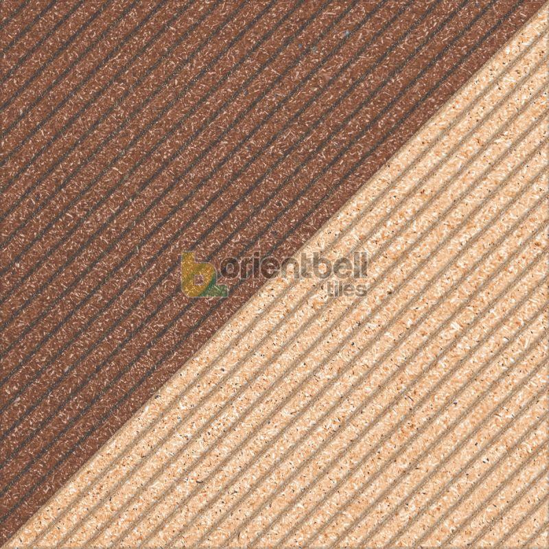 400X400mm HRP Triangle Strip Brown Floor Tile