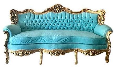 5 Seater Golden Solid Wooden Handcarved Sofa Set