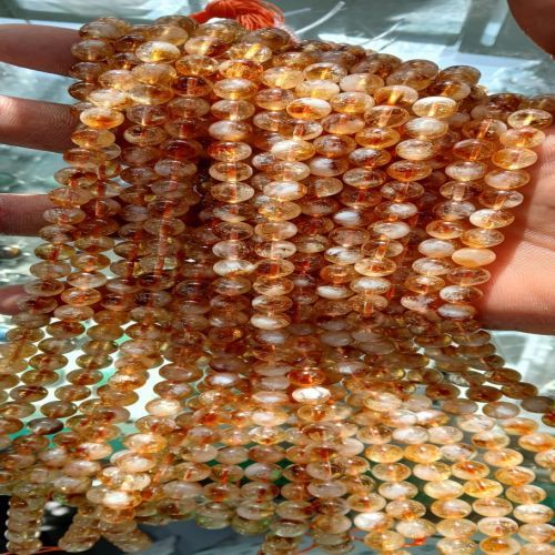 Smooth 8 Mm Natural Citrine Beads Strings, Color : Yellow