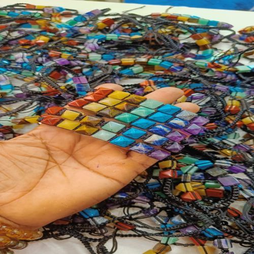 Crystal Multicolor Seven Chakra Pyramid Bracelet