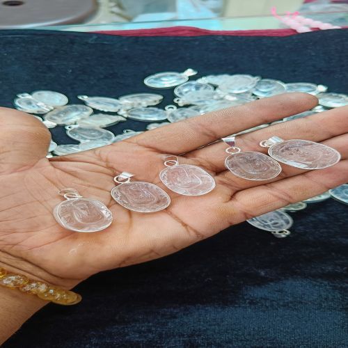 Natural Clear Quartz Ganesh Pendant