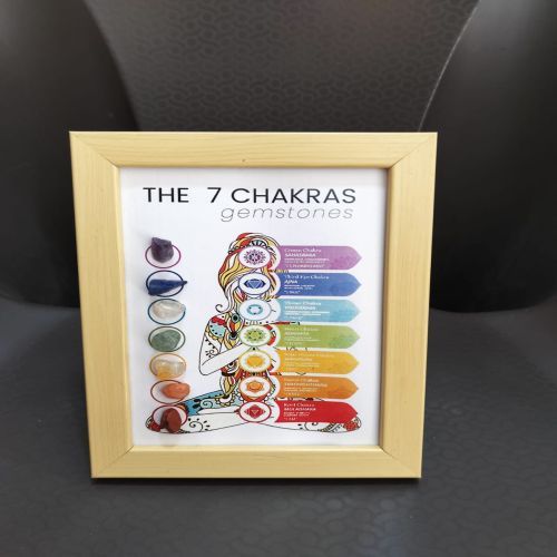 Wood Gemstones Seven Chakra Frame, Color : Multicolor Standard Size