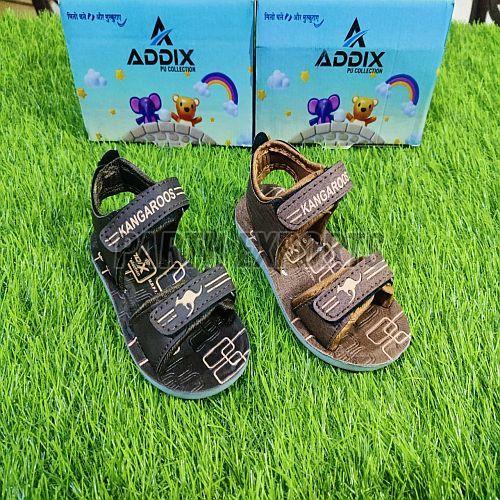 Addix Black and Brown Comfort Fit PU Leather Kids Sandal