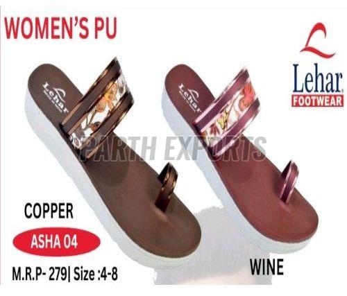 Asha-04 Ladies Copper and Wine PU Leather Slipper