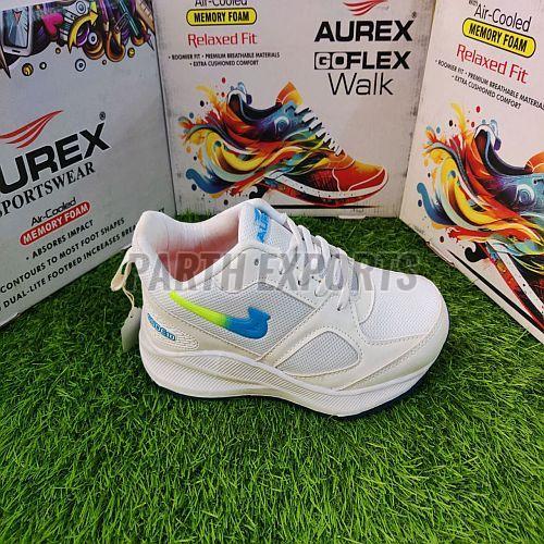 Aurex Mens White Relaxed Fit Leather Sports Shoes