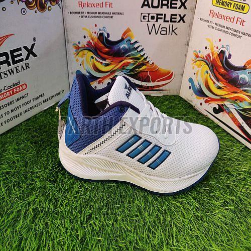 Aurex Mens White Relaxed Fit Run Free Leather Sports Shoes