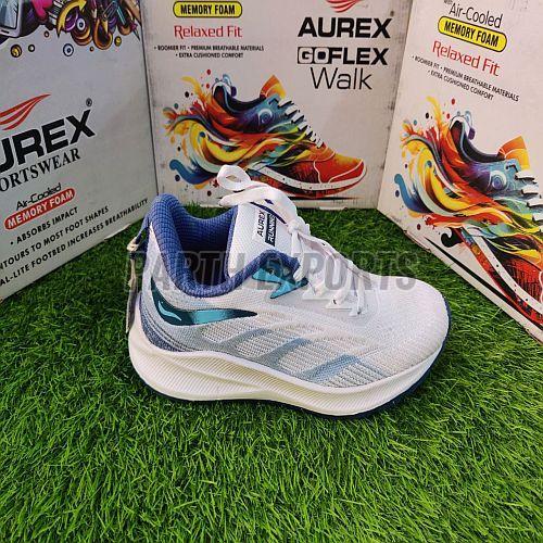 Aurex Mens White Relaxed Fit Running Leather Sports Shoes