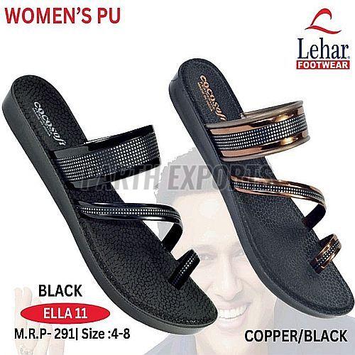 Ella-11 Ladies Black PU Leather Slipper