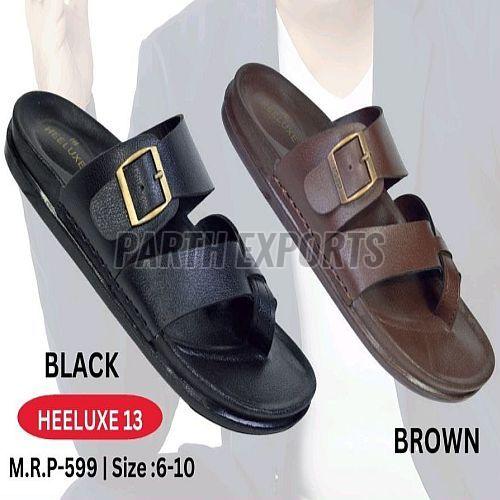 Heeluxe-13 Mens PU Leather Slipper, Color : Black, Brown 6-10 Inch