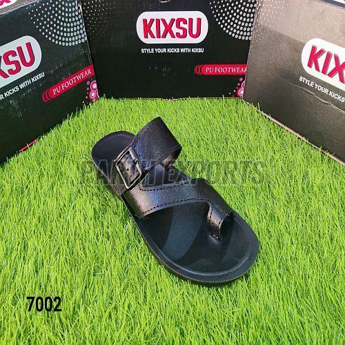KIXSU-7002 Mens Black PU Leather Slipper