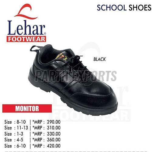 Monitor PU Leather Black Boys School Shoes