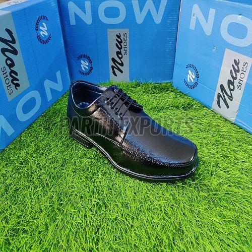 Now Mens Black Genuine Leather Formal Shoes With Laces