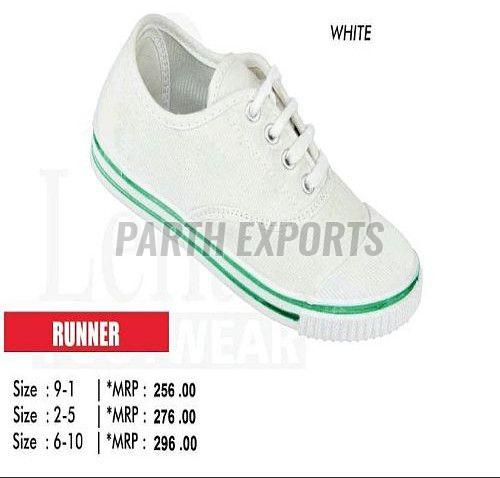 Runner Unisex White Cotton School Shoes