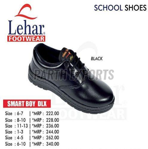 Smart Boy DLX Black PU Leather School Shoes