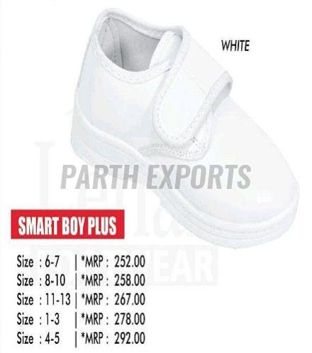 Smart Boy Plus White PU Leather School Shoes