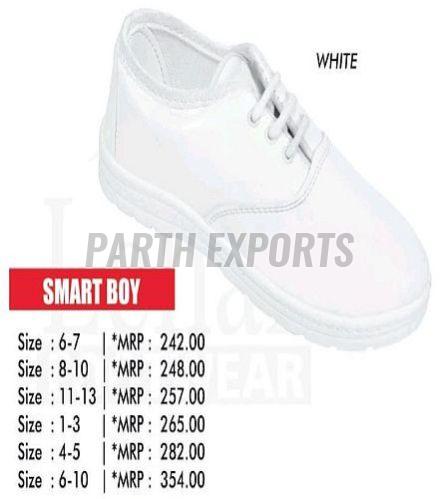 Smart Boy White PU Leather School Shoes