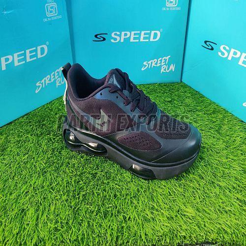 Speed Mens Black Comfort Fit Leather Sports Shoes