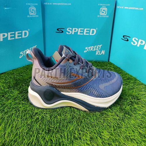 Speed Mens Blue Leather Sports Shoes