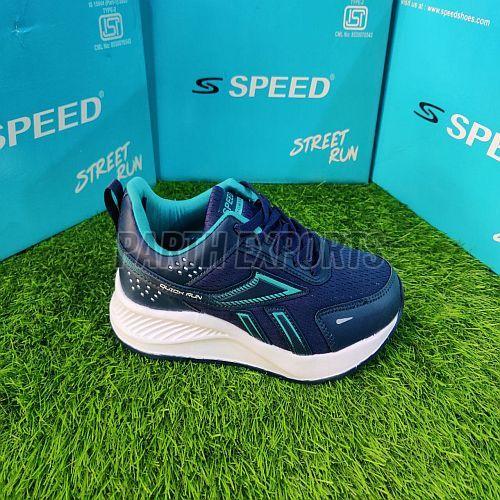 Speed Mens Blue Running Leather Sports Shoes