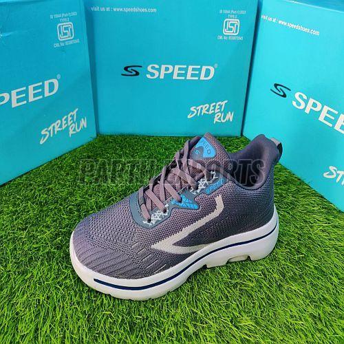 Speed Mens Grey Leather Running Sports Shoes