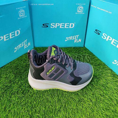 Speed Mens Grey Leather Sports Shoes