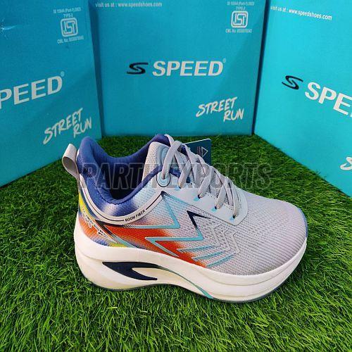 Speed Mens Grey Running Leather Sports Shoes