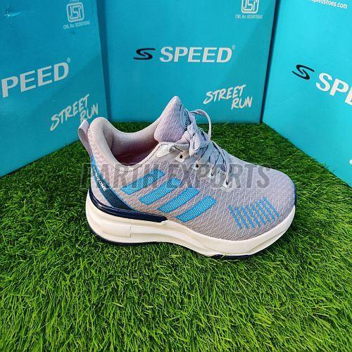 Speed Mens White and Grey Leather Sports Shoes