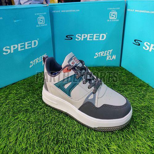 Speed Mens White Leather Running Sports Shoes