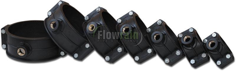 125 Mm PP Brass Threaded Black Service Saddle