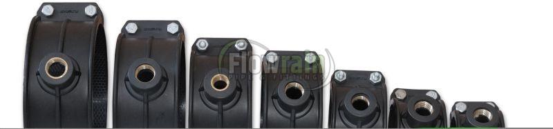 63 Mm PP Brass Threaded Black Service Saddle