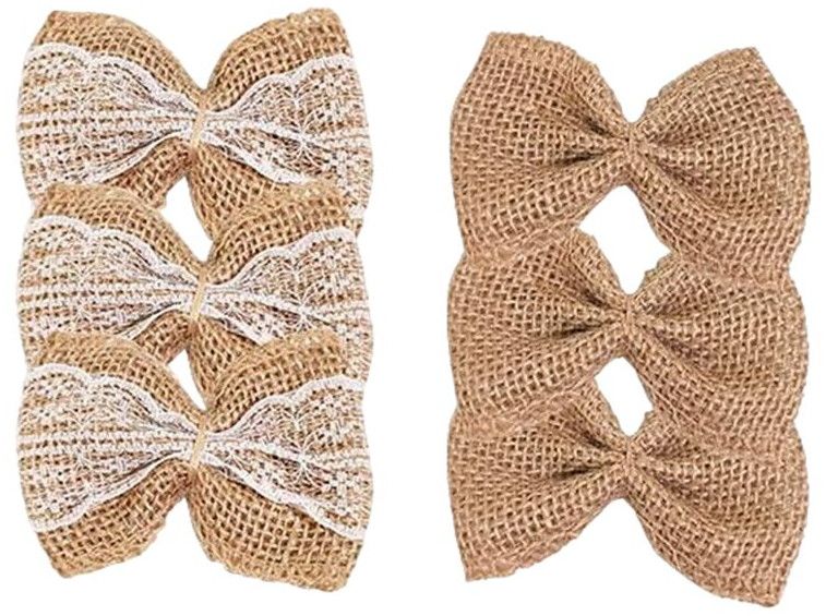 Multi Purpose White Lace Burlap Tie Bow - KDH - 011