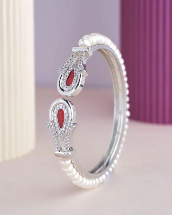 Women Elegant White Pearl Bangle