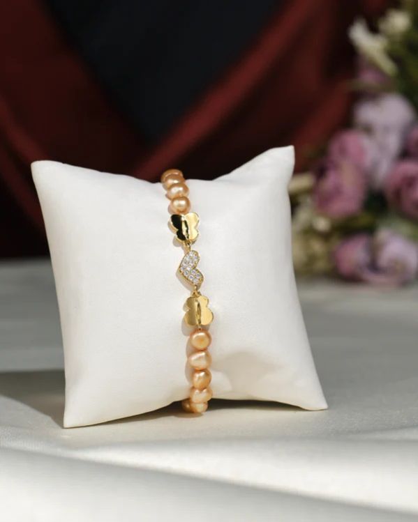 Women Little Heart Cz Pearl Bracelet