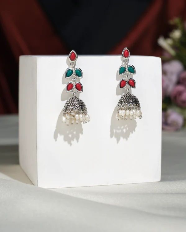 Women Oxidised Pearl Jhumki