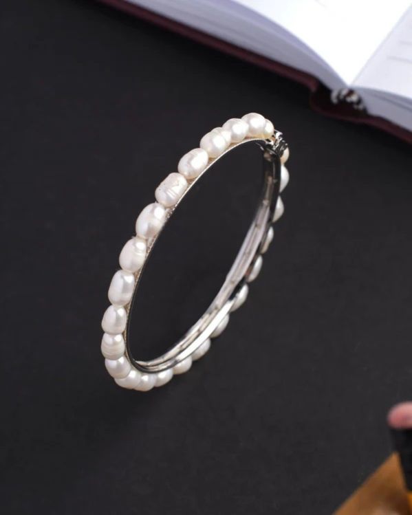 Women Trendy White Pearl Bangle