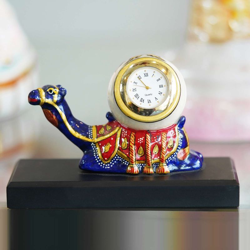 13cm Handcrafted Marble Camel Clock