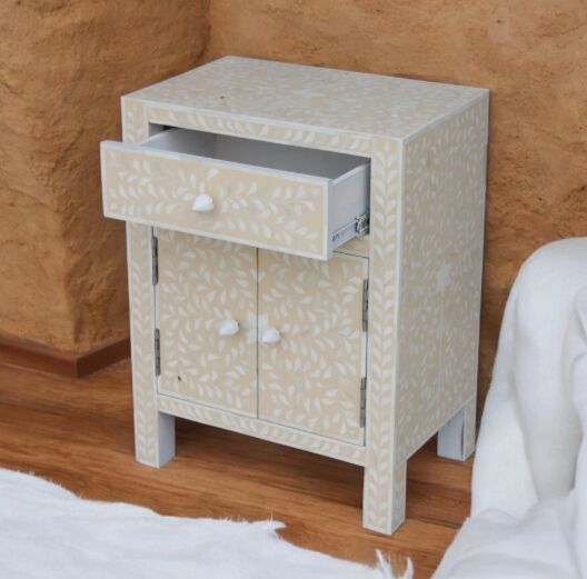 Bone Inlay Bedside Table