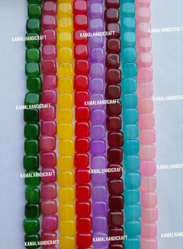 Square Colored Glass Beads