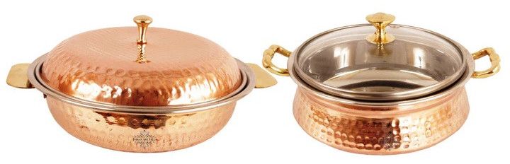 Indianartvilla Pure Steel Coppe Tuffen Casserole with 1 Donga