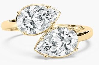 3 Carat Pear Shape Diamond Two Stone Open Gap Engagement Ring