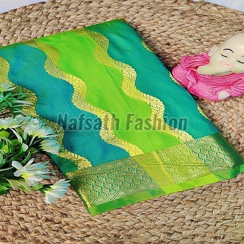 Unstitched Designer Zari Work Chanderi Katan Silk Saree
