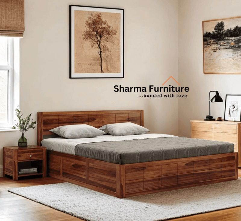 Brixton Sheesham Wood Bed With Box Storage