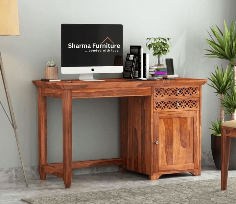 Cambrey Study Table with Two Drawers and Cabinet