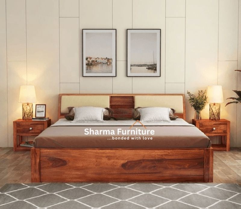 Walken Sheesham Wood Bed With Box Storage